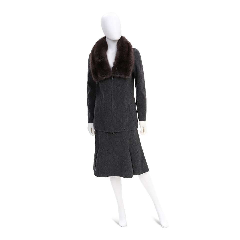 OSCAR DE LA RENTA: FUR TRIM JACKET AND SKIRT ENSEMBLE (1 of 1)