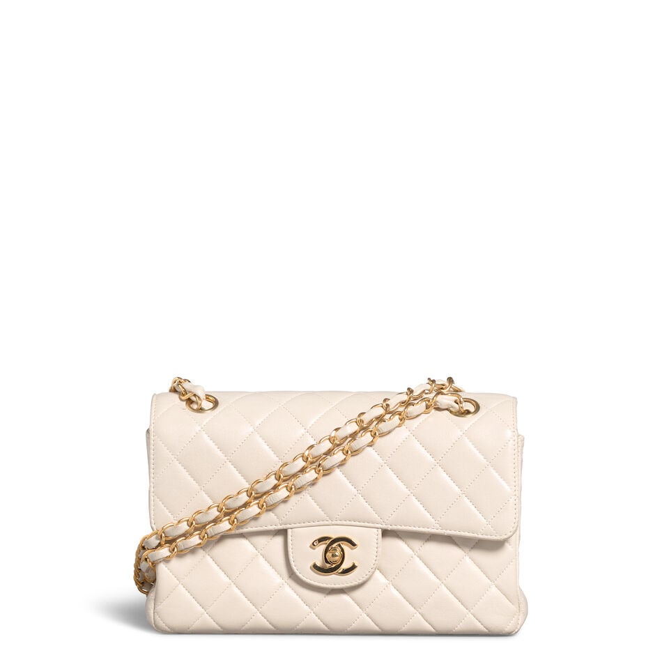 CHANEL: DOUBLE SIDED CREAM SMALL FLAP BAG Pre 1982 - 2