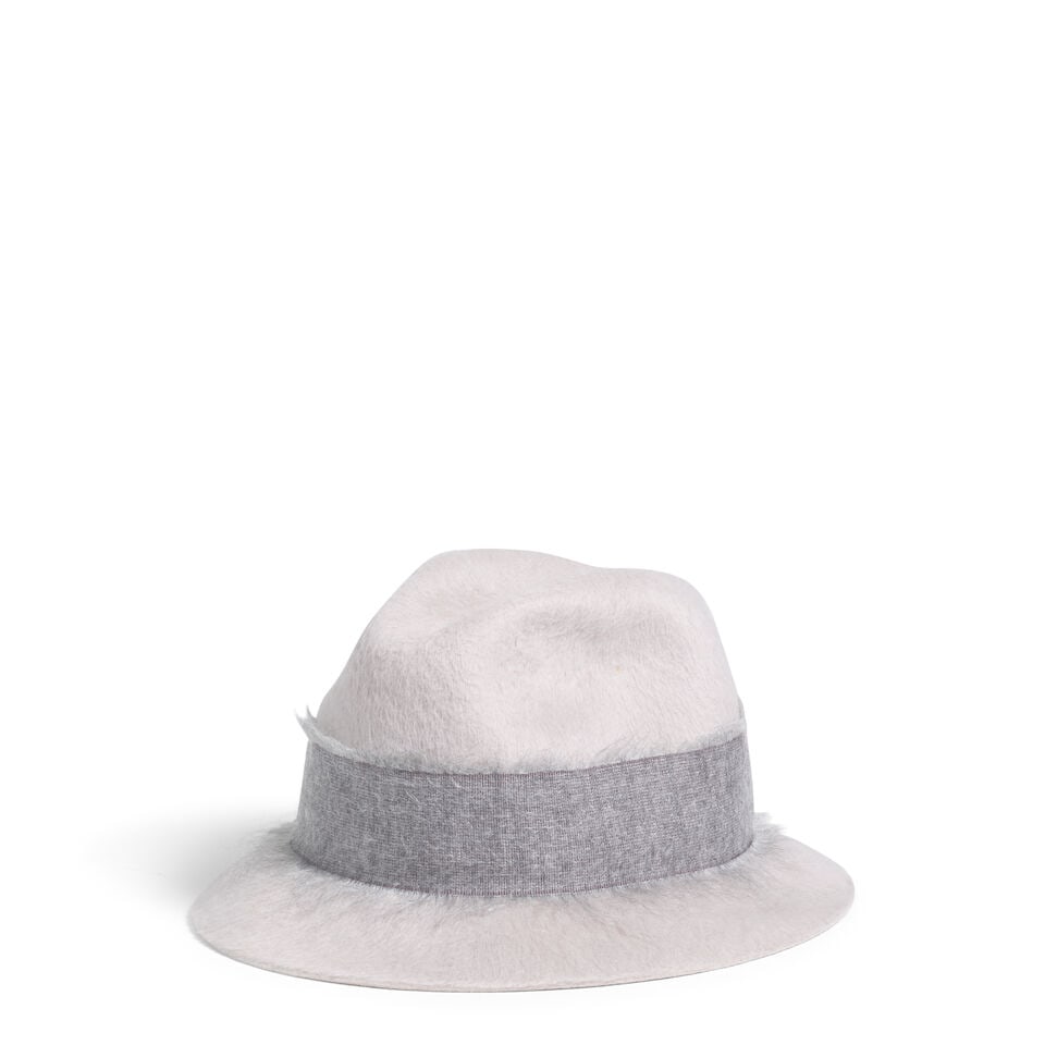 LORO PIANA: LIGHT GREY CASHFUR CHAPEAU - 2