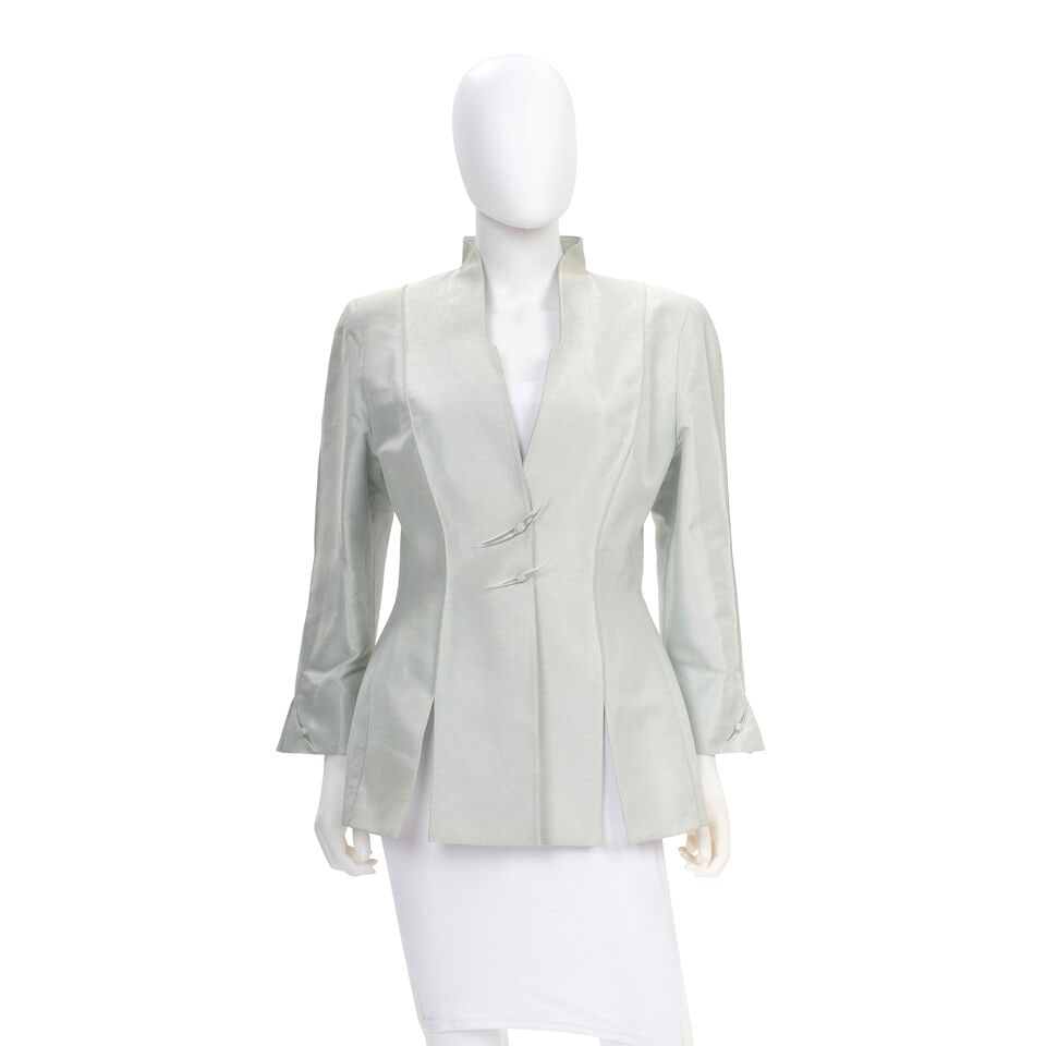 THIERRY MUGLER: MINT GREEN BLAZER WITH ACRYLIC DETAIL (1 of 1)