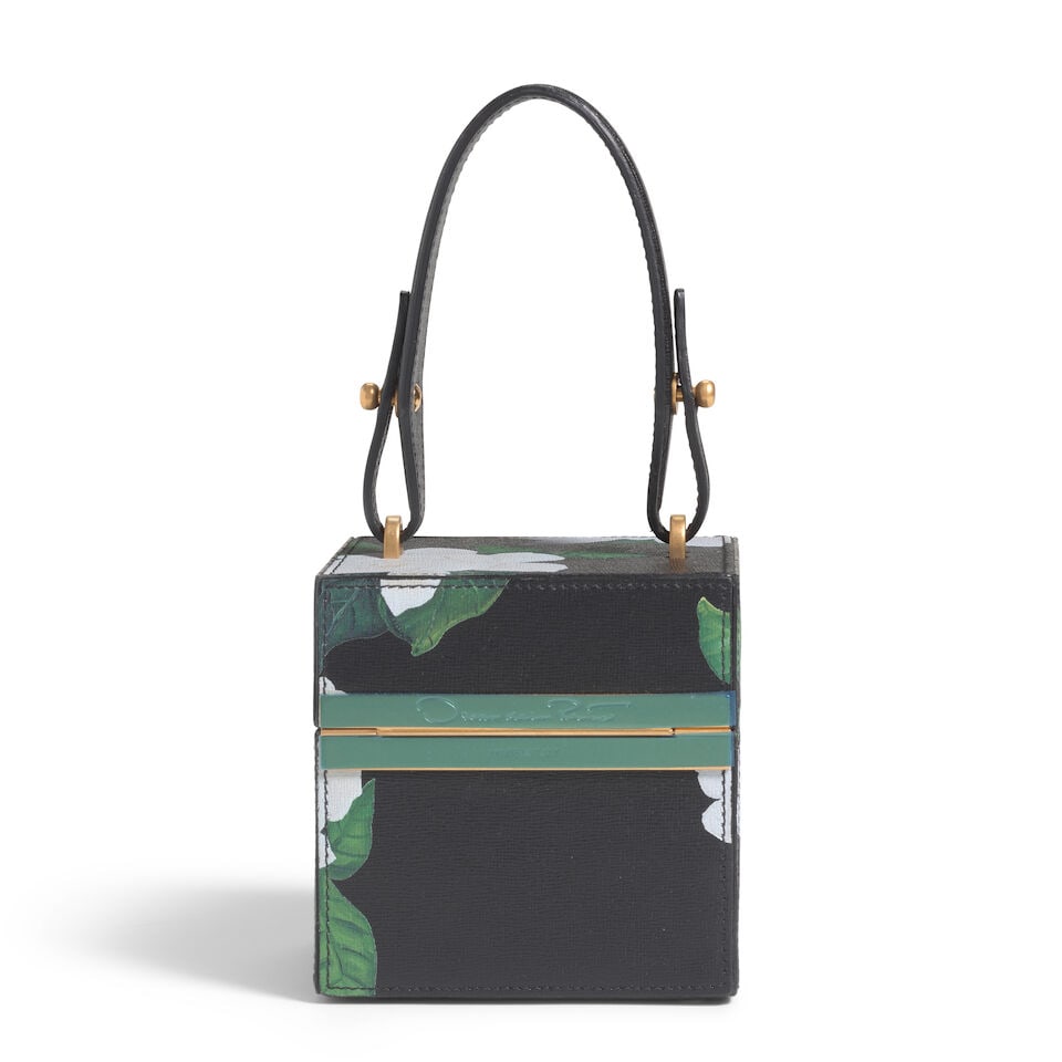 OSCAR DE LA RENTA: FLOWER PRINT LEATHER ALIBI CUBE - 2