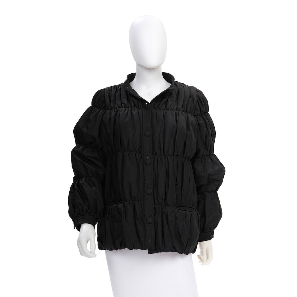 VALENTINO: BLACK RUCHED PUFFER JACKET (1 of 1)
