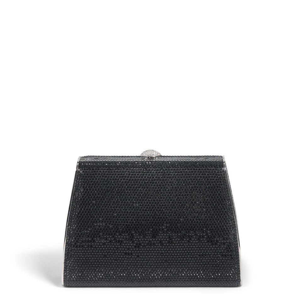 JUDITH LEIBER: BLACK EMBELLISHED SOFT-SIDED MINAUDIERE (1 of 2)