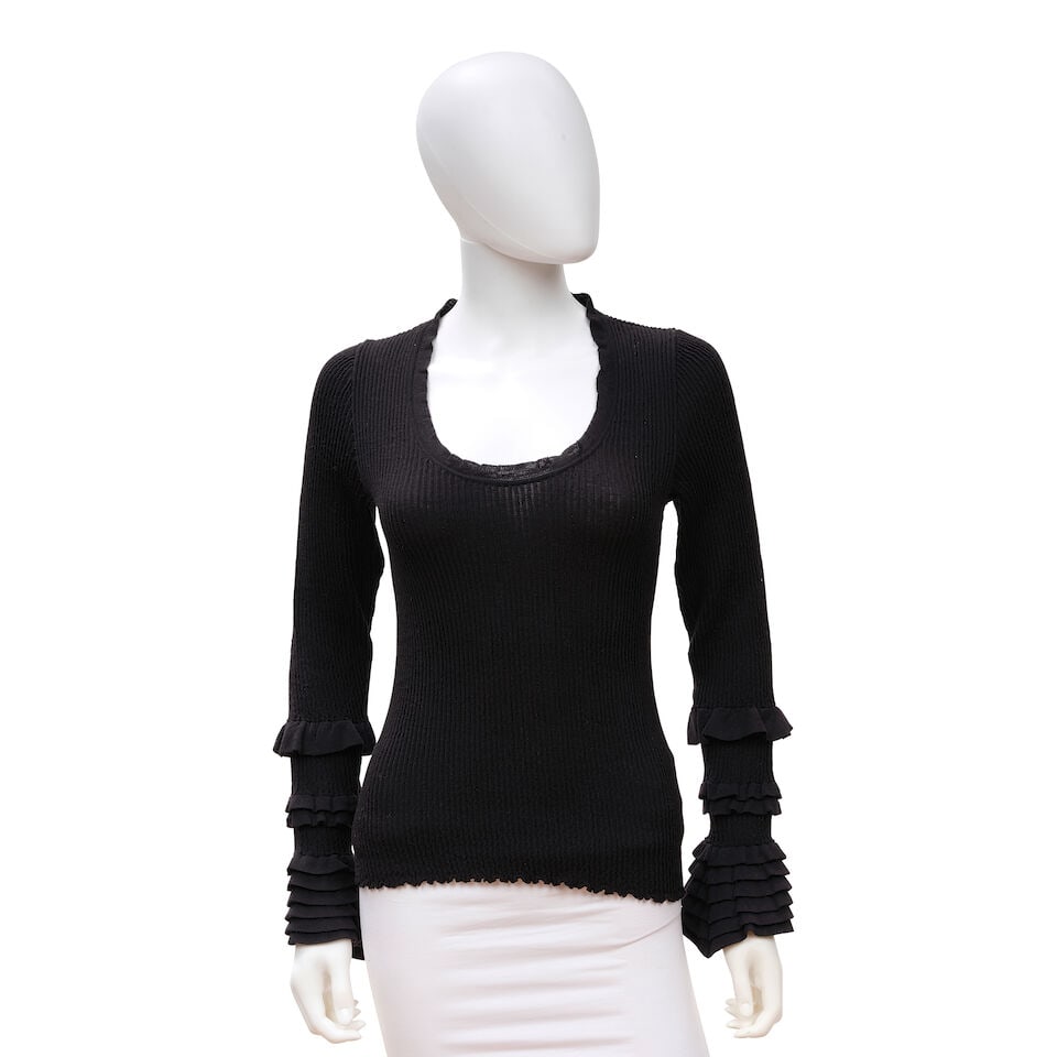 VALENTINO: A GROUP OF THREE BLACK KNIT TOPS - 3