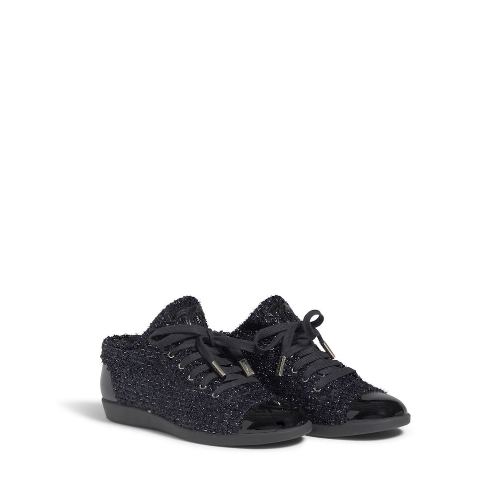 CHANEL: SPARKLY TWEED LOGO SNEAKERS (1 of 1)