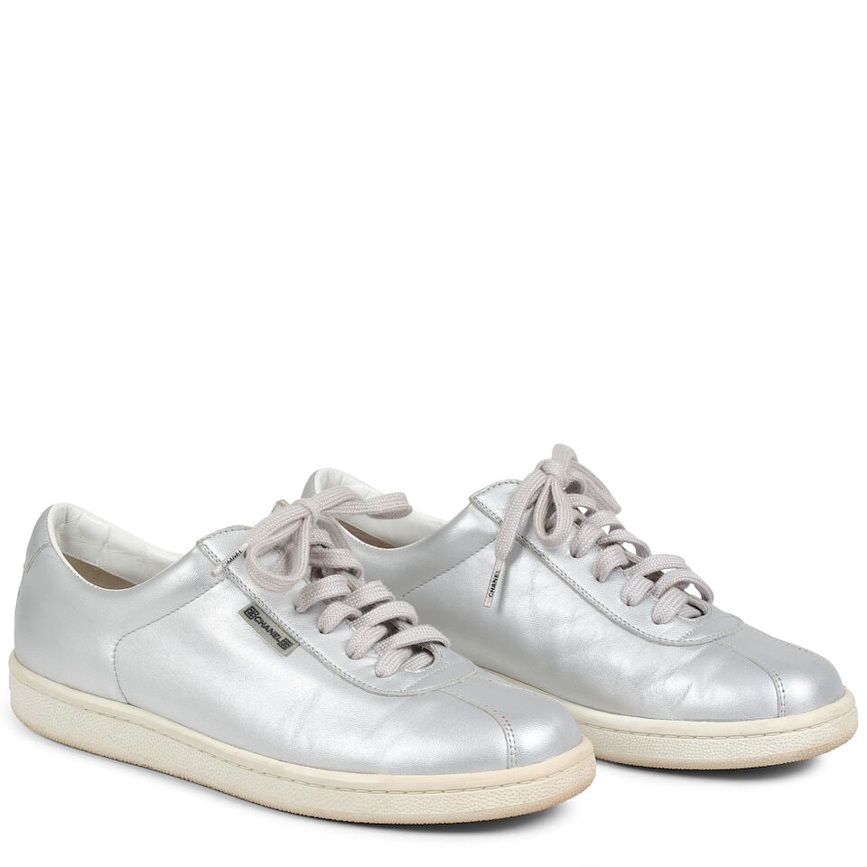 CHANEL: METALLIC SILVER SNEAKERS (1 of 1)