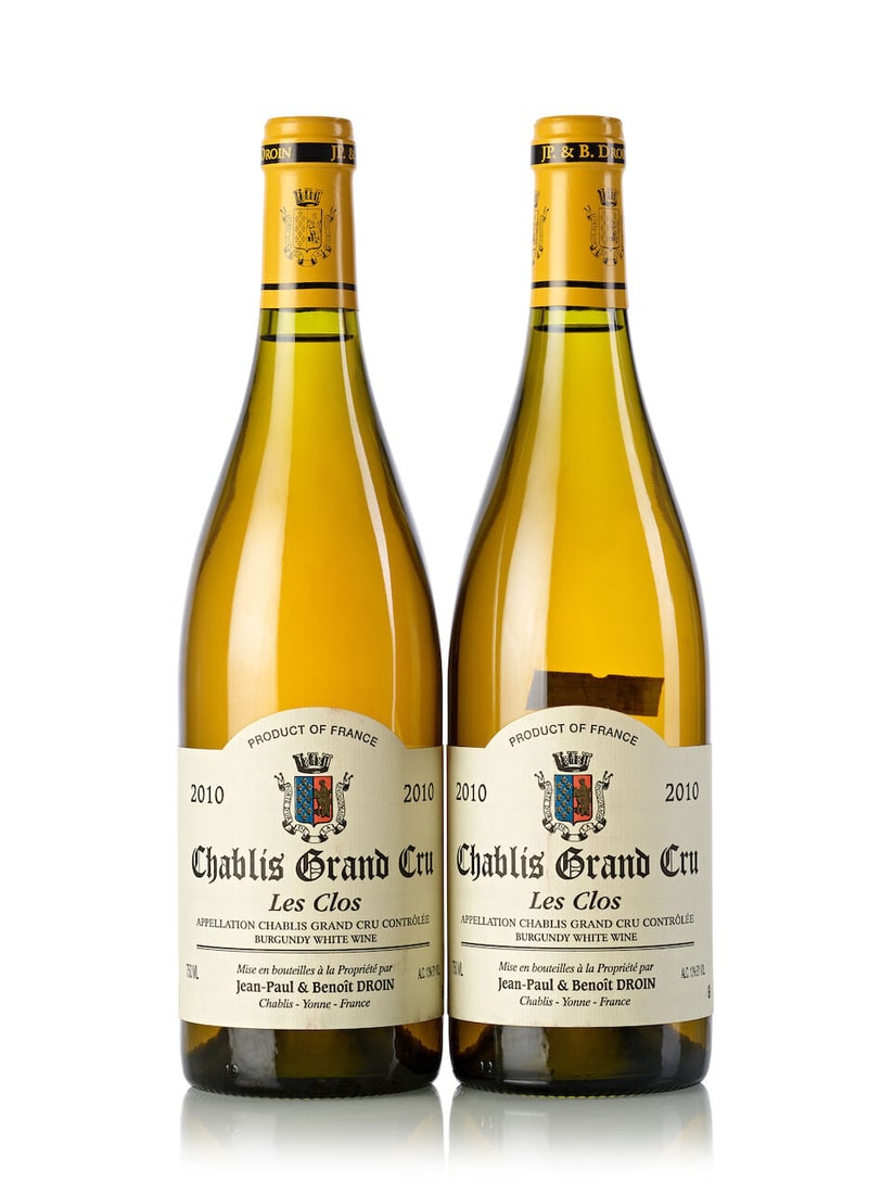 Jean-Paul & Benoit Droin Chablis Les CLos, 2010 (12x 750ml): Jean-Paul & Benoit Droin Chablis Les Clos, 2010 (12x 750ml) Region: Burgundy Label: 1x slightly scuffed, 10x scuffed, 1x heavily scuffed Lot to be sold without reserve. For further information on this