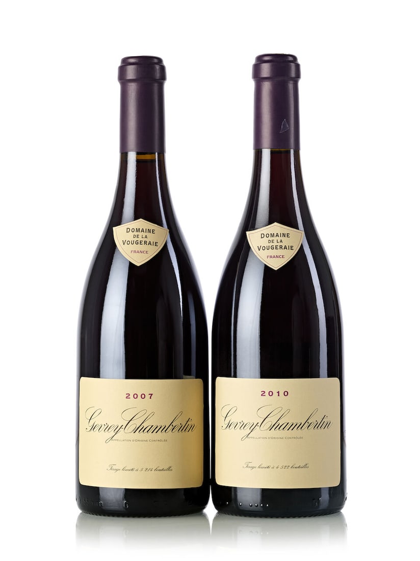 Domaine de la Vougeraie Gevrey Chambertin, 2007 (3x 750ml) Domaine de la Vougeraie Gevrey Chamb...: Domaine de la Vougeraie Gevrey Chambertin, 2007 (3x 750ml) Region: Burgundy Label: 1x slightly marked, 1x marked Domaine de la Vougeraie Gevrey Chambertin, 2010 (4x 750ml) Region: Burgundy Label: 1x