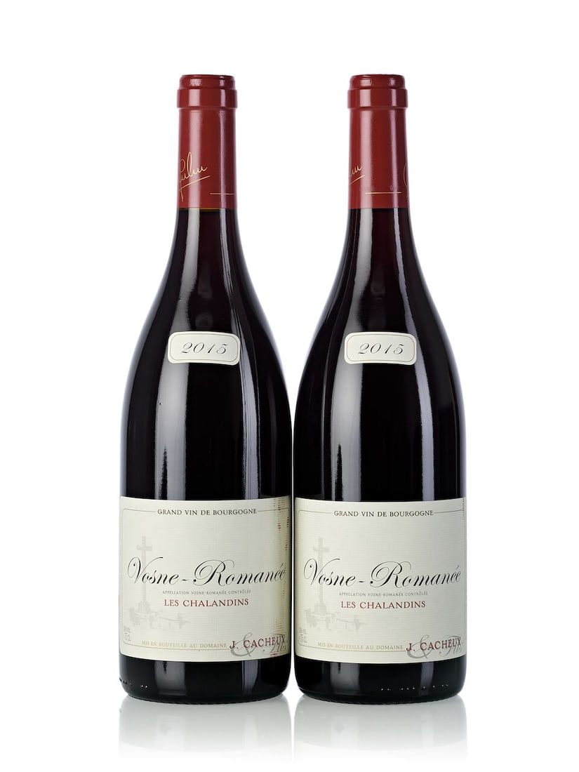 Domaine Jacques Cacheux Vosne Romanée Les Chalandins, 2015 (9x 750ml): Domaine Jacques Cacheux Vosne Romanée Les Chalandins, 2015 (9x 750ml) Region: Burgundy Label: 7 x slightly marked Lot to be sold without reserve. For further information on this lot please visit