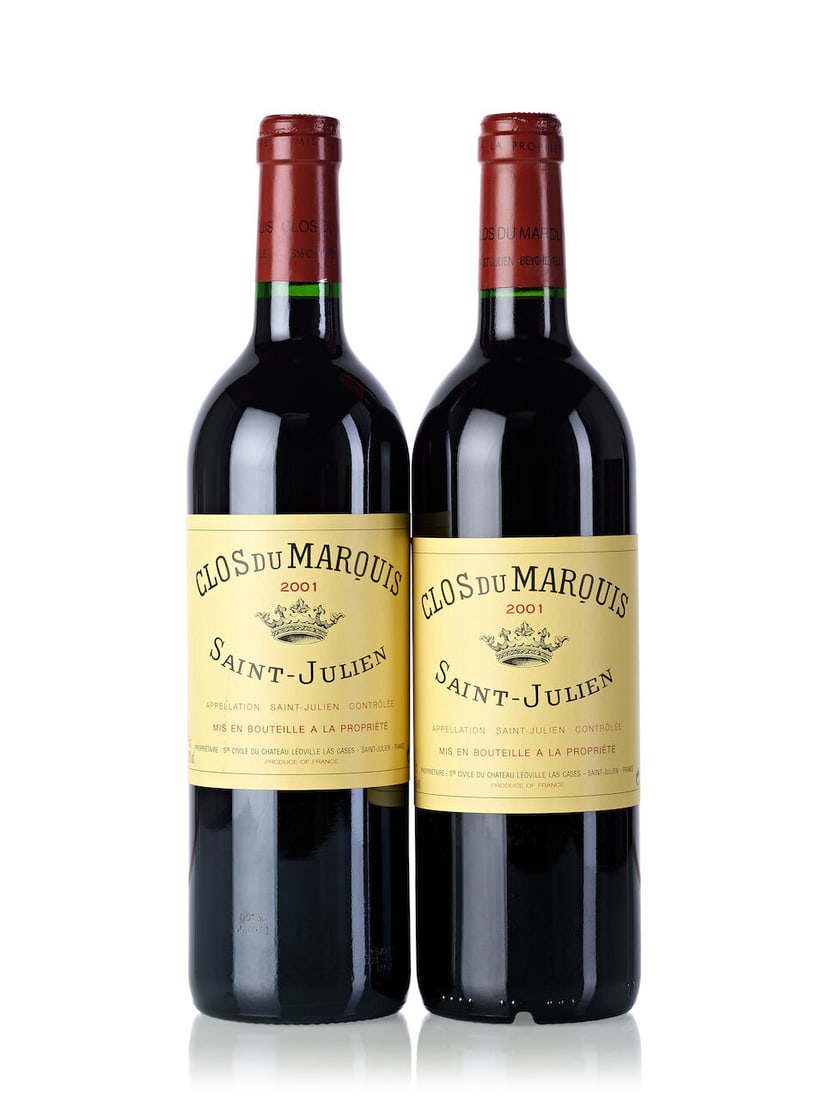 Clos du Marquis, 2001 (14x 750ml): Clos du Marquis, 2001 (14x 750ml) Region: Bordeaux Cork: 1x signs of old seepage Label: 13x slightly marked Lot to be sold without reserve. For further information on this lot please visit
