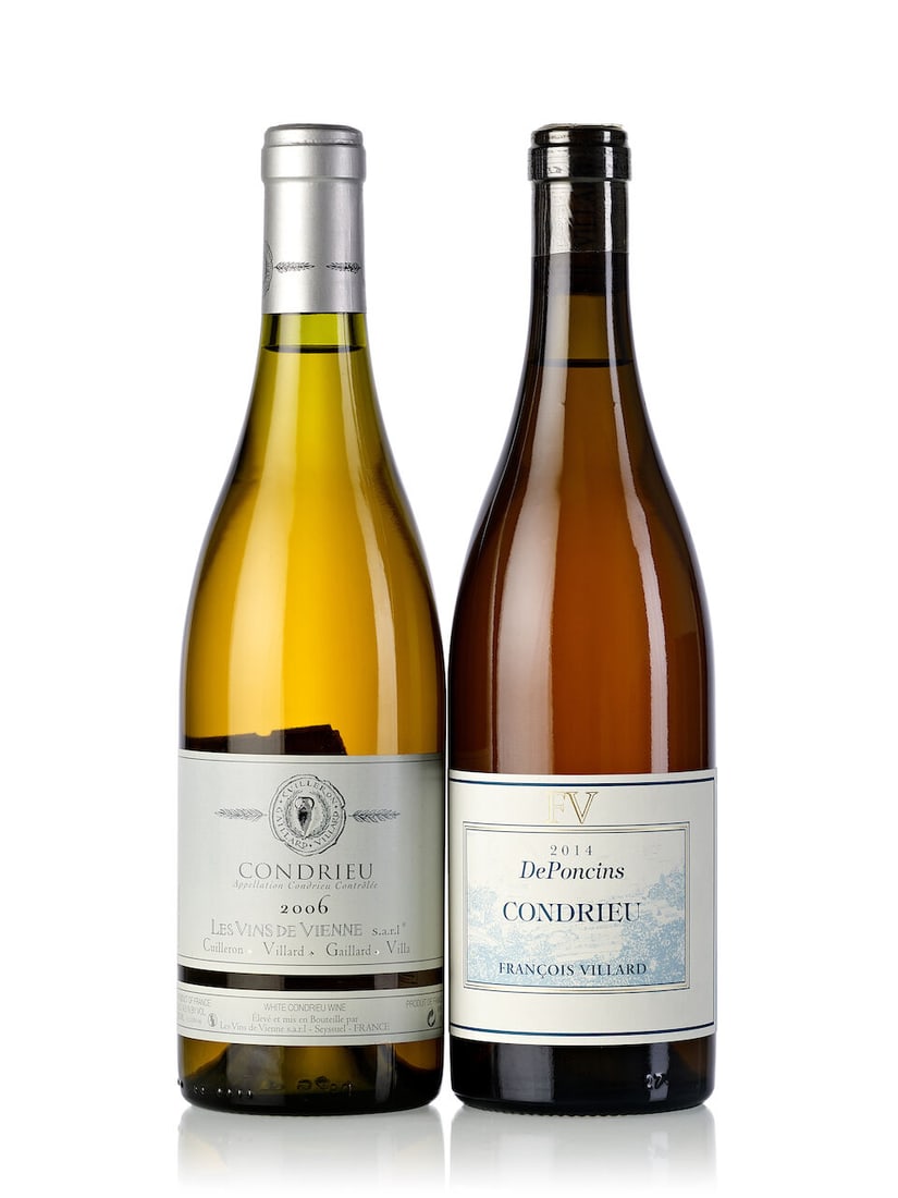 Francois Villard Condrieu de Poncins, 2014 (5x 750ml) Les Vins de Vienne Condrieu, 2006 (4x 750ml): Francois Villard Condrieu de Poncins, 2014 (5x 750ml) Region: Rhone Valley Label: 1x marked, 1x slightly scuffed Les Vins de Vienne Condrieu, 2006 (4x 750ml) Region: Rhone Valley Label: 2x slightly