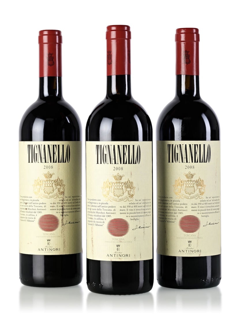 Antinori Tignanello, 2008 (3x 750ml): Antinori Tignanello, 2008 (3x 750ml) Region: Italy Label: 3x marked Lot to be sold without reserve. For further information on this lot please visit Bonhams.com For further information about this