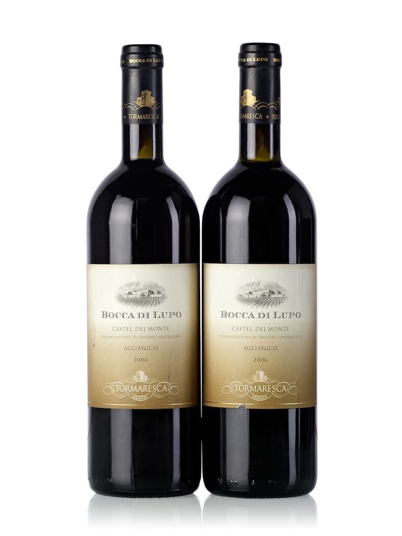 Tenuta Bocca di Lupo Aglianico Castel del Monte, 2006 (14x 750ml): Tenuta Bocca di Lupo Aglianico Castel del Monte, 2006 (14x 750ml) Region: Italy Capsule: 3x corroded Cork: 3x signs of old seepage Label: 12x slightly marked, 8x slightly scuffed Lot to be sold withou