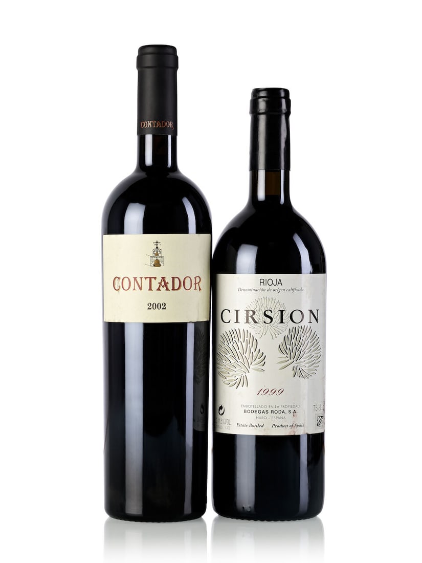 Bodegas Roda Cirsion, 1999 (1x 750ml) Bodega Contador, 2002 (3x 750ml): Bodegas Roda Cirsion, 1999 (1x 750ml) Region: Spain Fill Level: base neck Label: scuffed Bodega Contador, 2002 (3x 750ml) Region: Spain Cork: 2x protruded Label: 2x slightly torn, 1x slightly marked,