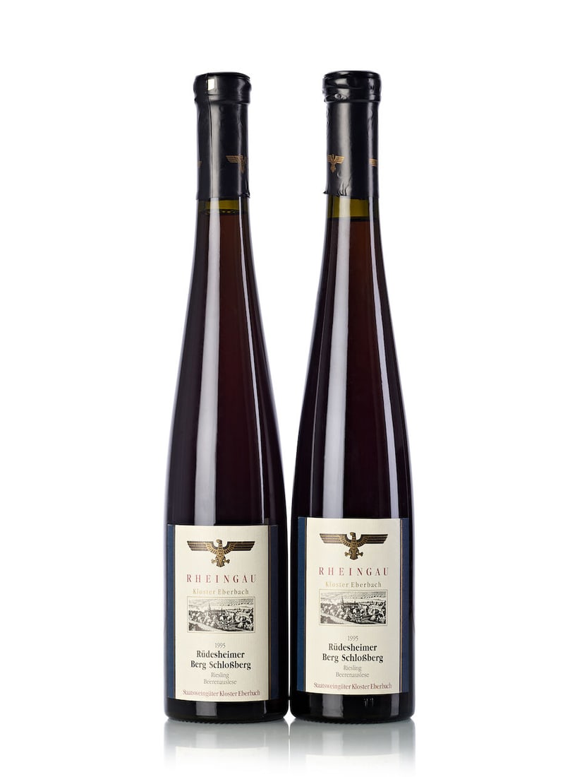 Weingut Kloster Eberbach Rudesheimer Berg Schossberg Riesling Beerenauslese, 1995 (13x 500ml): Weingut Kloster Eberbach Rudesheimer Berg Schossberg Riesling Beerenauslese, 1995 (13x 500ml) Region: Germany Fill Level: 5x 0.5cm, 4x 1cm, 3x 1.5cm, 1x 2.5cm Capsule: 1x slightly torn Cork: 13x