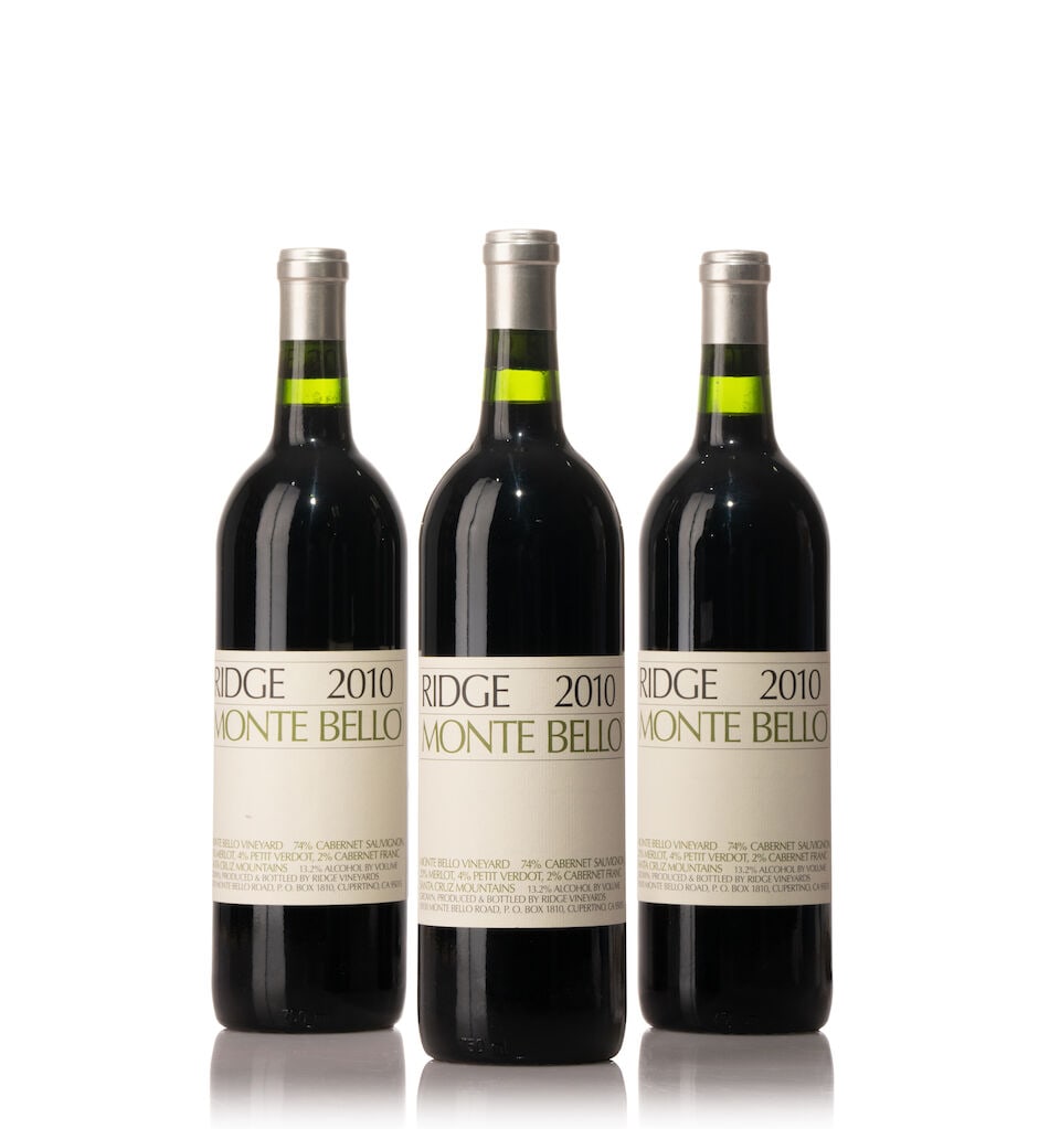 Ridge Vineyards Monte Bello, 2010 (11x 750ml): Ridge Vineyards Monte Bello, 2010 (11x 750ml) Region: United States Label: 5x slightly scuffed, 1x wrinkled Lot to be sold without reserve. For further information on this lot please visit Bonhams.com