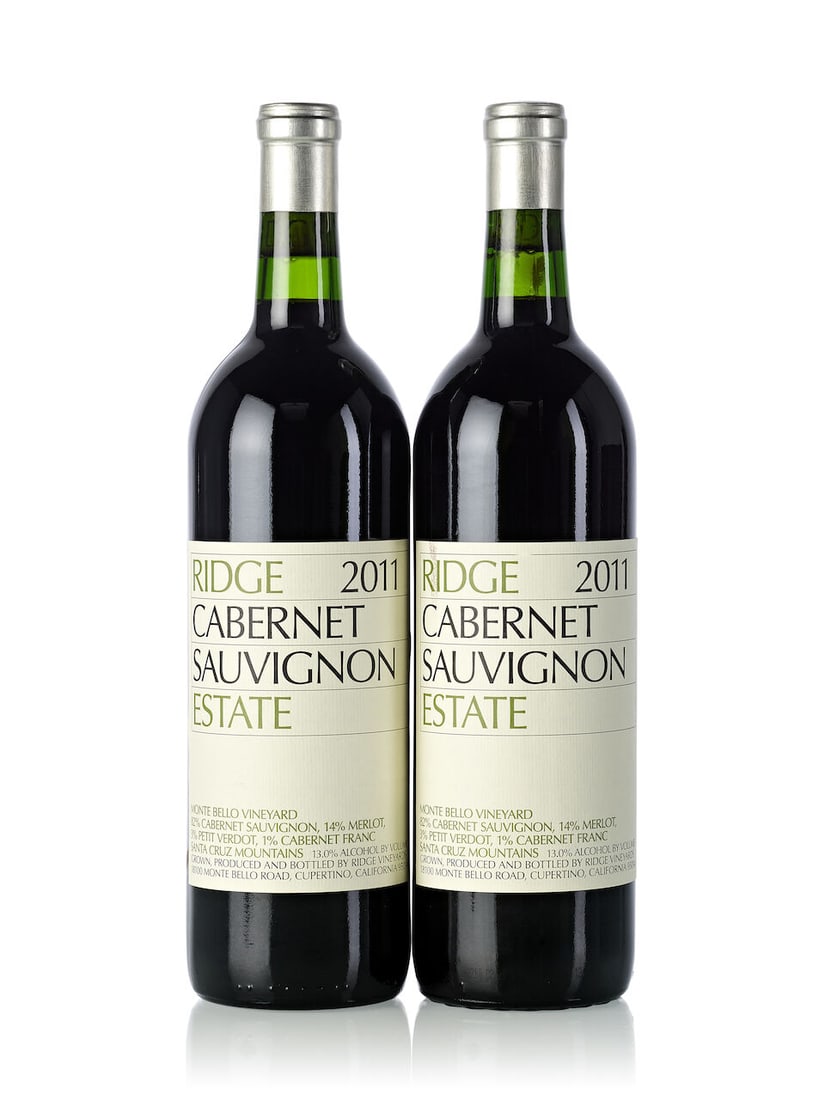 Ridge Vineyards Estate Cabernet Sauvignon, 2011 (21x 750ml): Ridge Vineyards Estate Cabernet Sauvignon, 2011 (21x 750ml) Region: United States Label: 7x slightly marked Lot to be sold without reserve. For further information on this lot please visit Bonhams.com