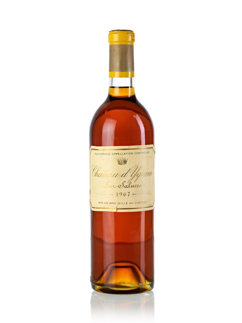 Château d'Yquem, 1967 (1x 750ml): Château d'Yquem, 1967 (1x 750ml) Region: Bordeaux Fill Level: into neck Label: bin-soiled, torn For further information on this lot please visit Bonhams.com For further information about this