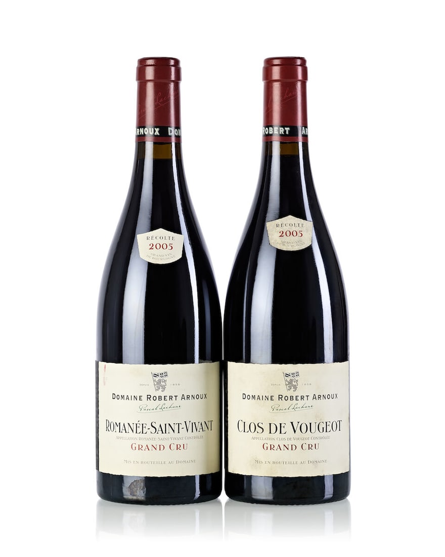 Robert Arnoux Clos de Vougeot, 2005 (1x 750ml) Robert Arnoux Romanée St. Vivant, 2005 (1x 7...: Robert Arnoux Clos de Vougeot, 2005 (1x 750ml) Region: Burgundy Label: bin-soiled Robert Arnoux Romanée St. Vivant, 2005 (1x 750ml) Region: Burgundy Label: slightly marked, slightly bin-soiled Fo