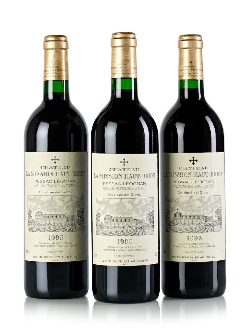 Château La Mission Haut Brion, 1995 (3x 750ml): Château La Mission Haut Brion, 1995 (3x 750ml) Region: Bordeaux Fill Level: 3x 1cm Label: 3x slightly wrinkled For further information on this lot please visit Bonhams.com For further