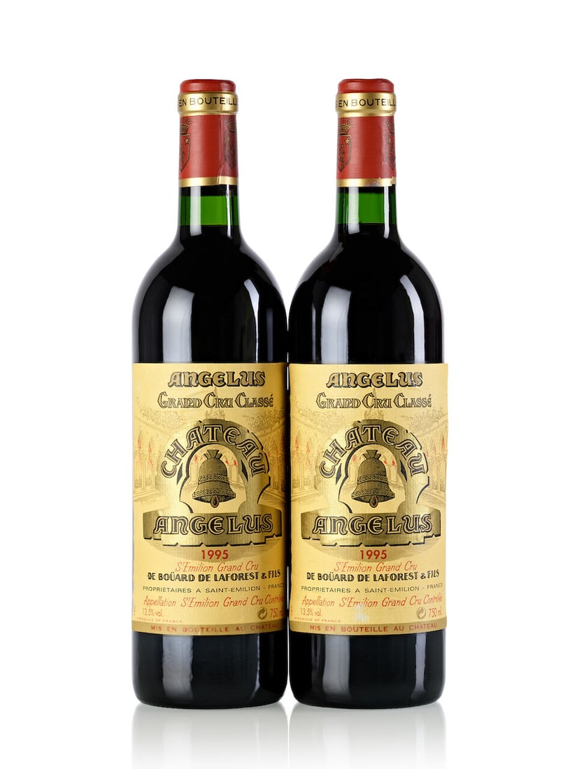Château Angélus, 1995 (2x 750ml): Château Angélus, 1995 (2x 750ml) Region: Bordeaux Fill Level: 2x into neck Capsule: 1x slightly scuffed Label: 2x wrinkled, 1x slightly scuffed For further information on this lot please