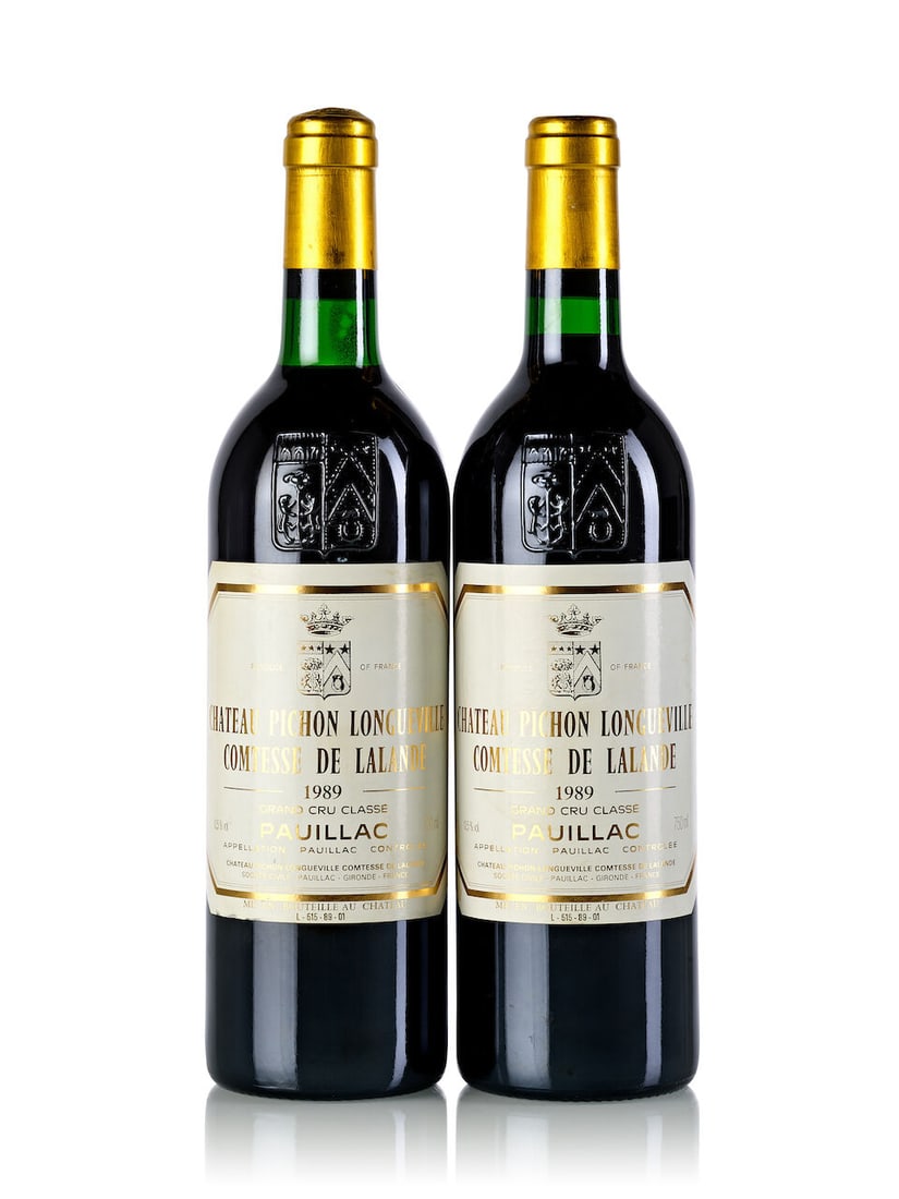 Château Pichon Lalande, 1989 (2x 750ml): Château Pichon Lalande, 1989 (2x 750ml) Region: Bordeaux Fill Level: 1x into neck, 1x base neck Label: 2x slightly bin-soiled For further information on this lot please visit Bonhams.com For furt