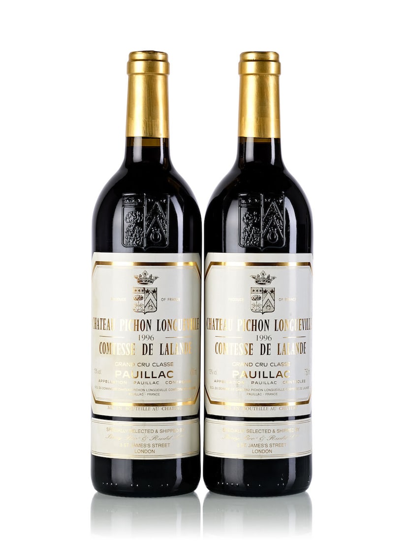 Château Pichon Lalande, 1996 (2x 750ml): Château Pichon Lalande, 1996 (2x 750ml) Region: Bordeaux Fill Level: 2x into neck Label: 2x slightly bin-soiled For further information on this lot please visit Bonhams.com For further