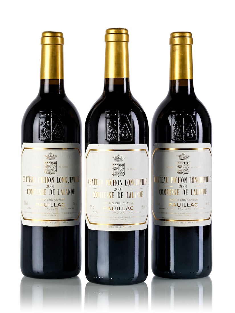 Château Pichon Lalande, 2001 (3x 750ml): Château Pichon Lalande, 2001 (3x 750ml) Region: Bordeaux Label: 3x slighty bin-soiled For further information on this lot please visit Bonhams.com For further information about this lot