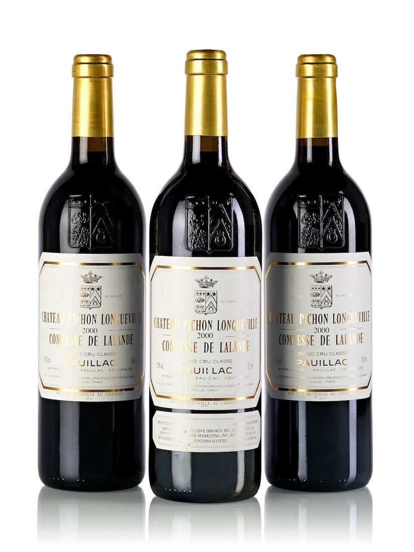 Château Pichon Lalande, 2000 (3x 750ml): Château Pichon Lalande, 2000 (3x 750ml) Region: Bordeaux Label: 3x slighty bin-soiled For further information on this lot please visit Bonhams.com For further information about this lot