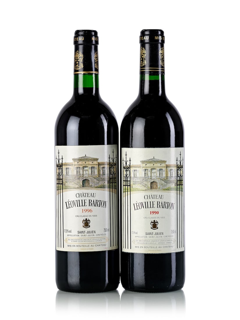 Château Léoville Barton, 1990 (3x 750ml) Château Léoville Barton, 1996 (1x ...: Château Léoville Barton, 1990 (3x 750ml) Region: Bordeaux Fill Level: 3x into neck Capsule: 3x slightly scuffed Label: 1x slightly stained Château Léoville Barton, 1996 (1x