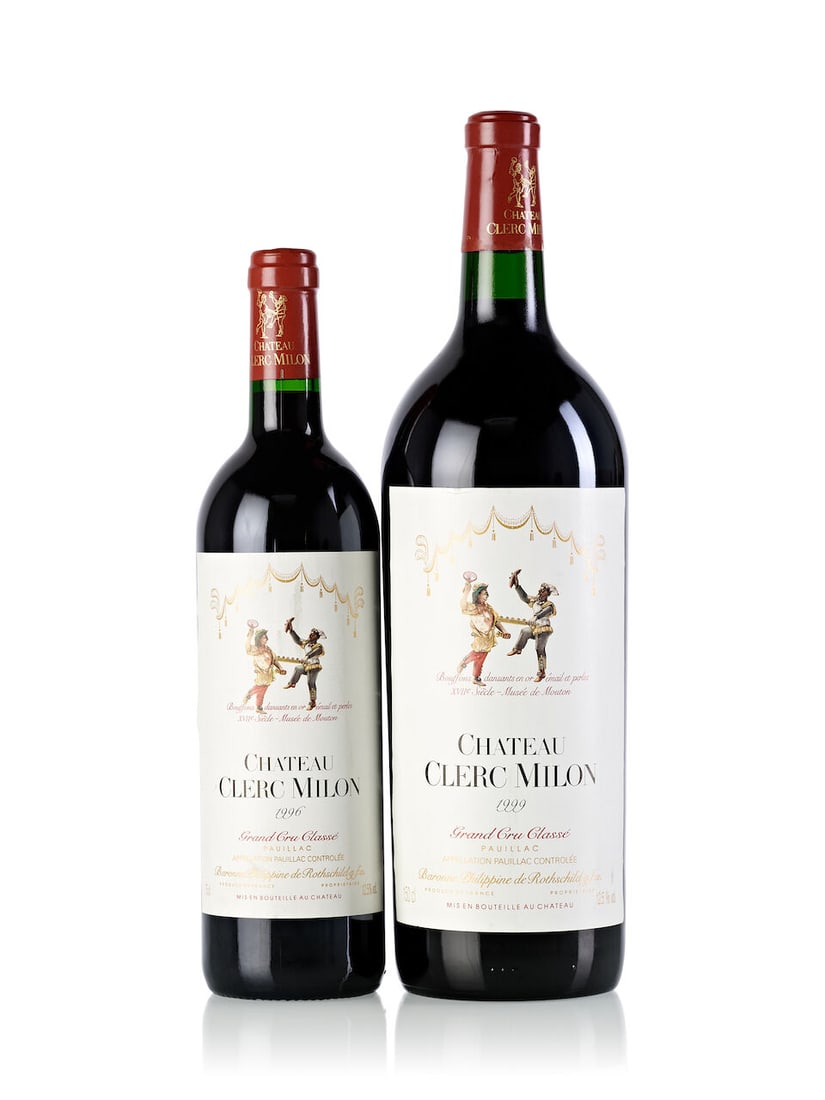 Château Clerc Milon, 1996 (1x 750ml) Château Clerc Milon, 1999 (1x Magnum) Chât...: Château Clerc Milon, 1996 (1x 750ml) Region: Bordeaux Fill Level: into neck Label: slightly stained Château Clerc Milon, 1999 (1x Magnum) Region: Bordeaux Fill Level: into neck Château