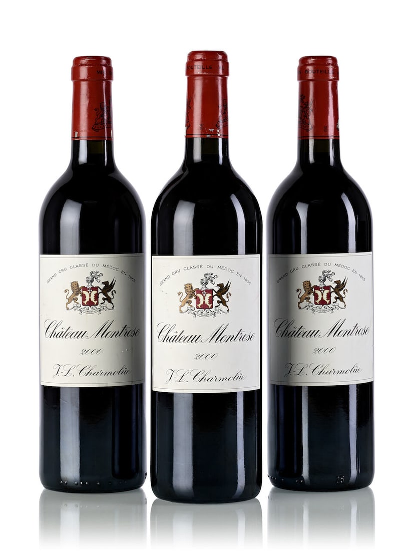 Château Montrose, 2000 (3x 750ml): Château Montrose, 2000 (3x 750ml) Region: Bordeaux Fill Level: 3x base neck Capsule: 3x slightly scuffed Label: 3x slightly scuffed For further information on this lot please visit
