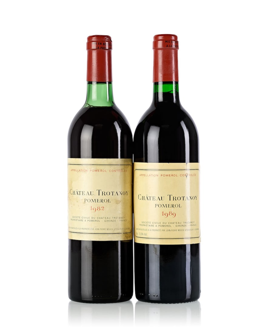 Château Trotanoy, 1982 (2x 750ml) Château Trotanoy, 1989 (2x 750ml): Château Trotanoy, 1982 (2x 750ml) Region: Bordeaux Fill Level: 2x top shoulder Label: 2x stained, 2x scuffed Château Trotanoy, 1989 (2x 750ml) Region: Bordeaux Fill Level: 2x into neck Label