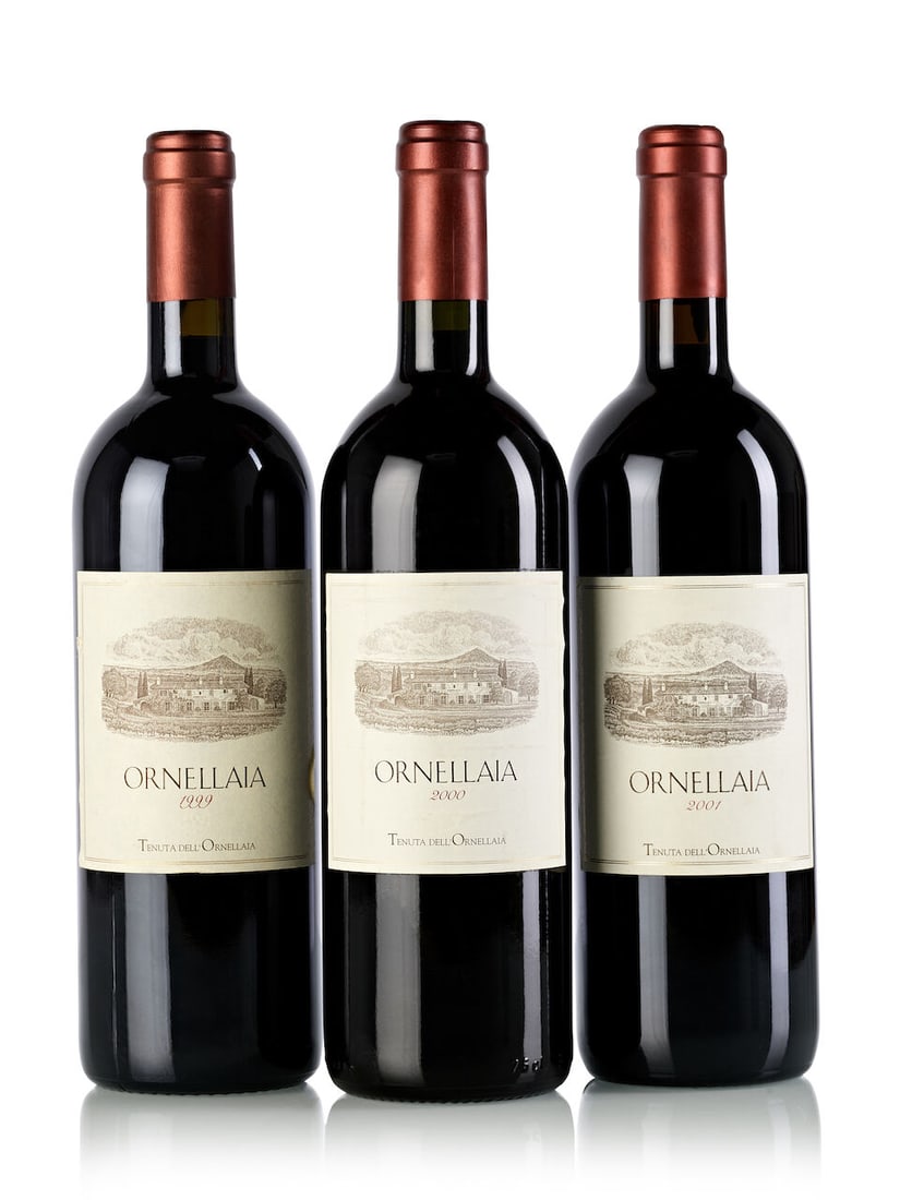 Ornellaia, 1999 (2x 750ml) Ornellaia, 2000 (1x 750ml) Ornellaia, 2001 (2x 750ml): Ornellaia, 1999 (2x 750ml) Region: Italy Label: 1x slightly scuffed, 1x scuffed, 2x slightly stained Ornellaia, 2000 (1x 750ml) Region: Italy Label: 1x slightly wrinkled and slightly