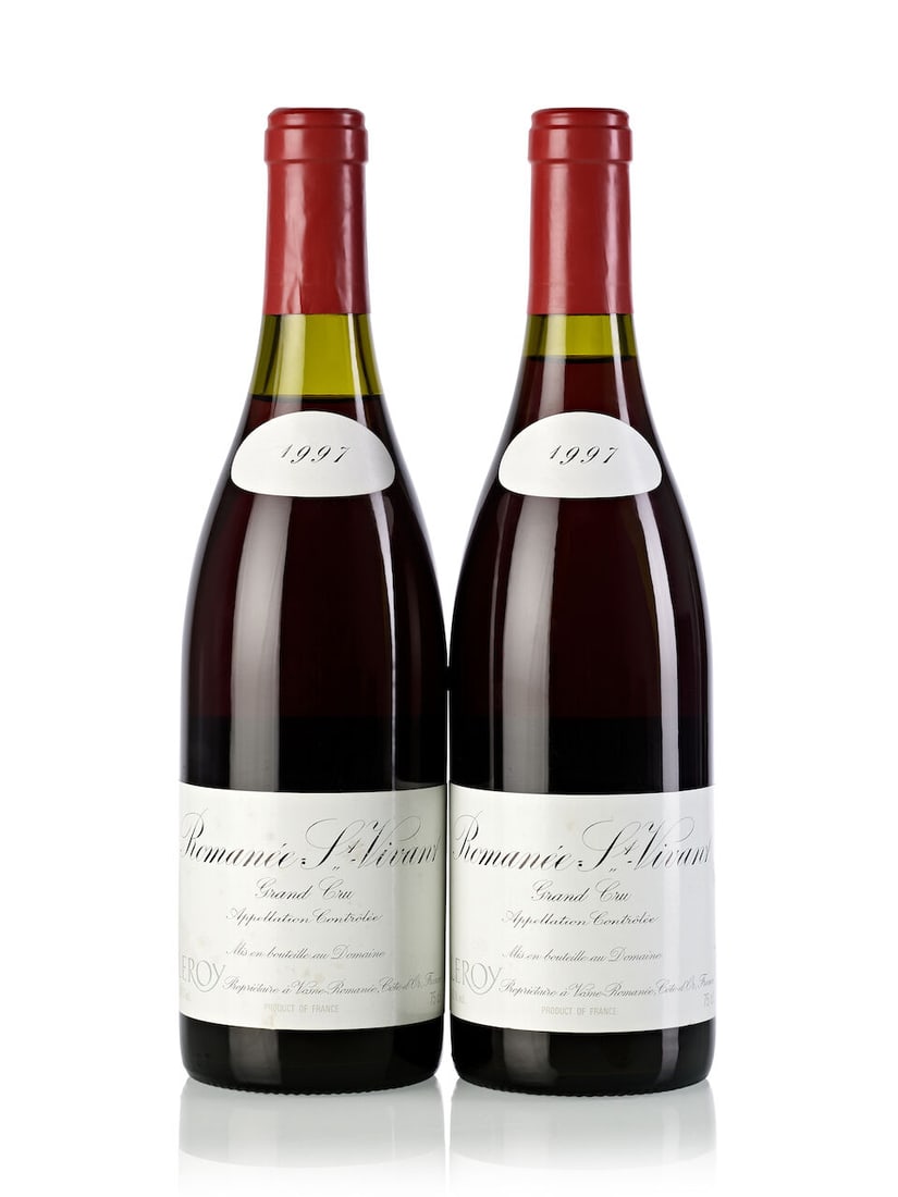 Domaine Leroy Romanée St. Vivant, 1997 (2x 750ml): Domaine Leroy Romanée St. Vivant, 1997 (2x 750ml) Region: Burgundy Fill Level: 1x 1.5cm, 1x 2.5cm Cork: 2x slightly depressed Label: 1x slightly stained, 1x stained, 1x slightly