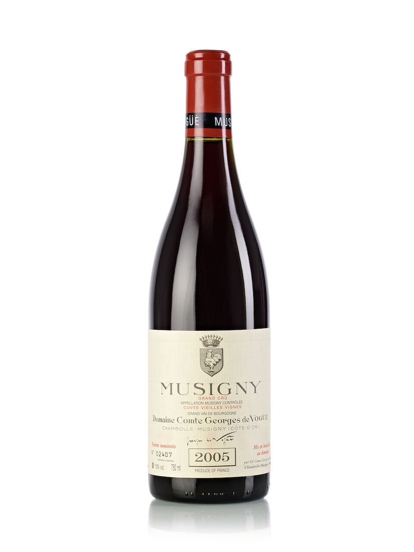 Domaine Comte Georges de Vogüé Musigny, 2005 (1x 750ml): Domaine Comte Georges de Vogüé Musigny, 2005 (1x 750ml) Region: Burgundy Label: slightly stained For further information on this lot please visit Bonhams.com For further information about th