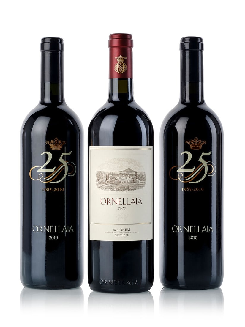 Ornellaia 25th Anniversary, 2010 (2x 750ml) Ornellaia, 2013 (1x 750ml): Ornellaia 25th Anniversary, 2010 (2x 750ml) Region: Italy Ornellaia, 2013 (1x 750ml) Region: Italy For further information on this lot please visit Bonhams.com For further information about this
