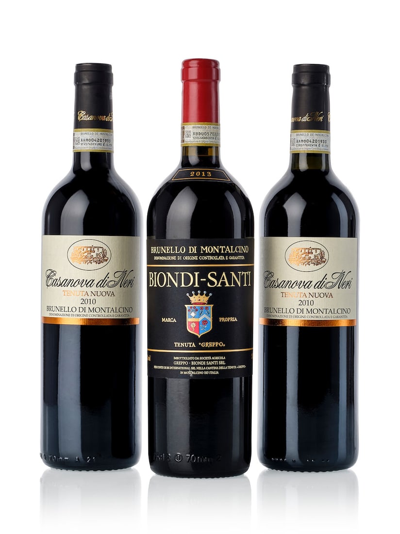 Biondi Santi Brunello di Montalcino, 2013 (1x 750ml) Casanova di Neri Brunello di Montalcino, 2...: Biondi Santi Brunello di Montalcino, 2013 (1x 750ml) Region: Italy Label: slightly scuffed Casanova di Neri Brunello di Montalcino, 2010 (2x 750ml) Region: Italy For further information on this lot