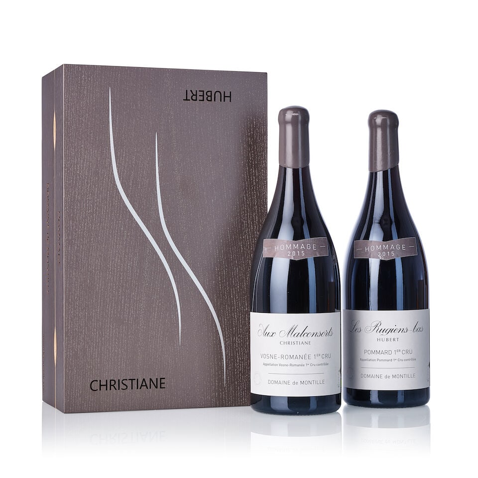 Domaine de Montille Assortment Case, 2015 (2x Magnum): Domaine de Montille Assortment Case, 2015 (2x Magnum) Region: Burgundy Packaging: original presentation case Miscellaneous: Contains 1x Pommard Rugiens Hubert and 1x Vosne Romanée Malconsort Chri