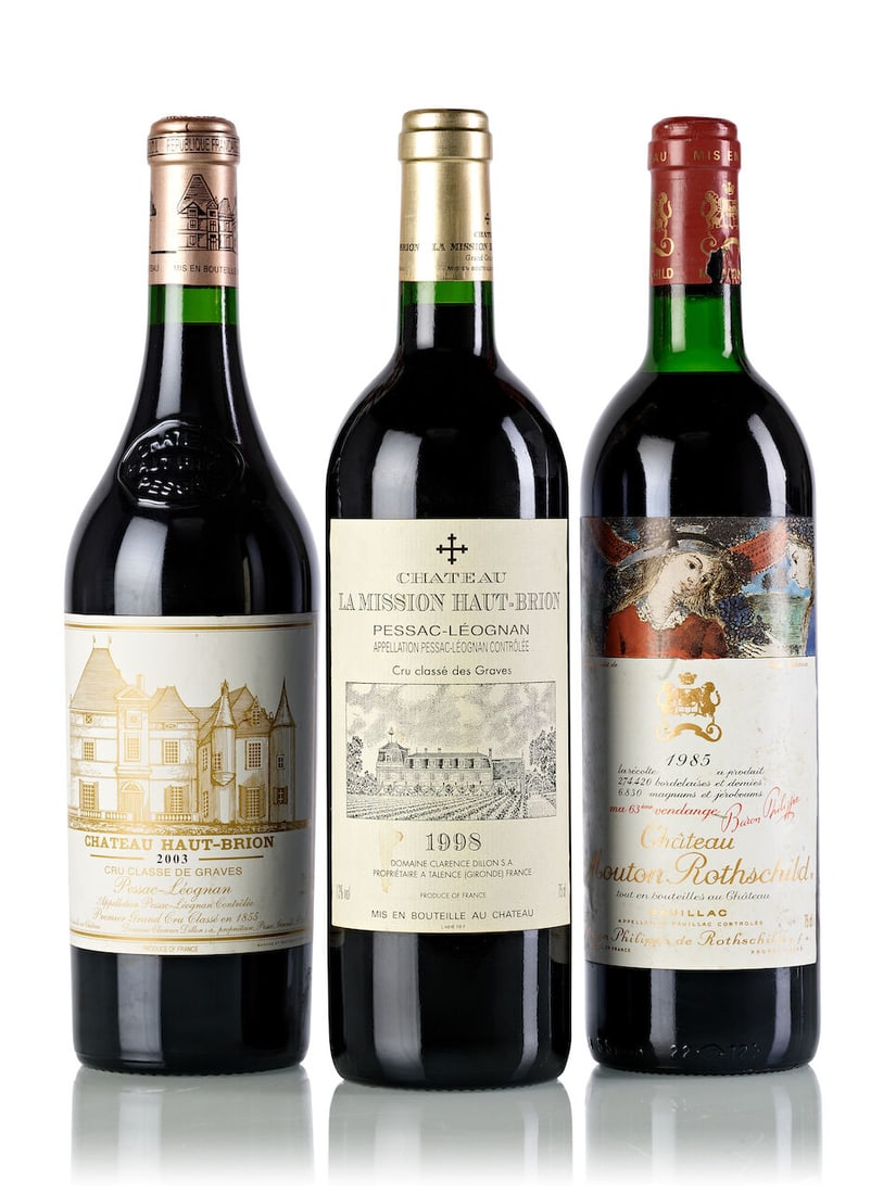 Château Mouton Rothschild, 1985 (1x 750ml) Château La Mission Haut Brion, 1998 (1x 75...: Château Mouton Rothschild, 1985 (1x 750ml) Region: Bordeaux Fill Level: top shoulder Capsule: slightly torn Label: bin-soiled Château La Mission Haut Brion, 1998 (1x 750ml) Region: Bordeaux