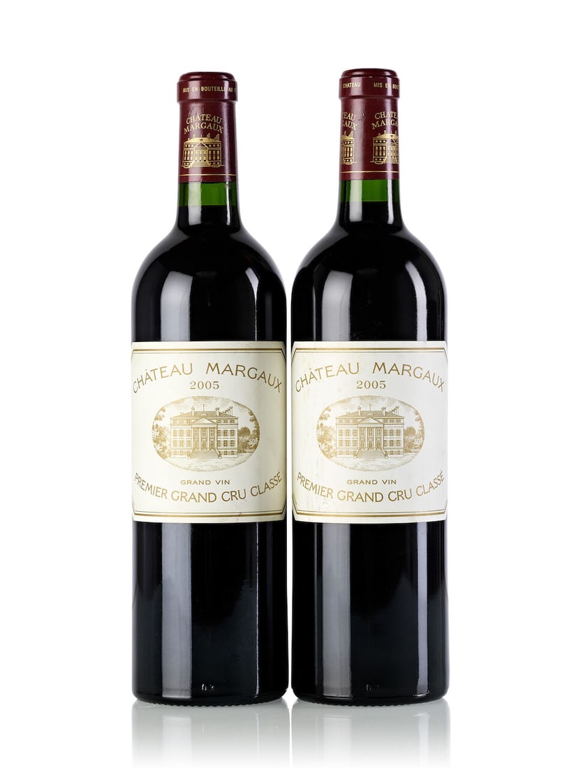 Château Margaux, 2005 (2x 750ml): Château Margaux, 2005 (2x 750ml) Region: Bordeaux Label: 2x slightly bin-soiled, 1x slightly scuffed, 1x slightly marked For further information on this lot please visit Bonhams.com For further i