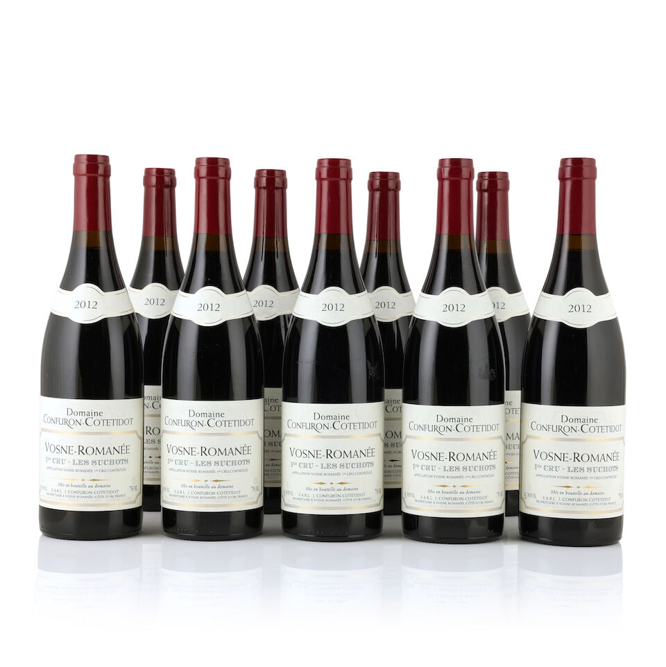 Domaine Confuron-Cotetidot, Vosne-Romanée 1er Cru Les Suchots, 2012 (9 x 750ml): Domaine Confuron-Cotetidot, Vosne-Romanée 1er Cru Les Suchots, 2012 (9 x 750ml) Region: Côte de Nuits This lot is subject to the following lot symbols: Δ Δ VAT at the prevailing ra