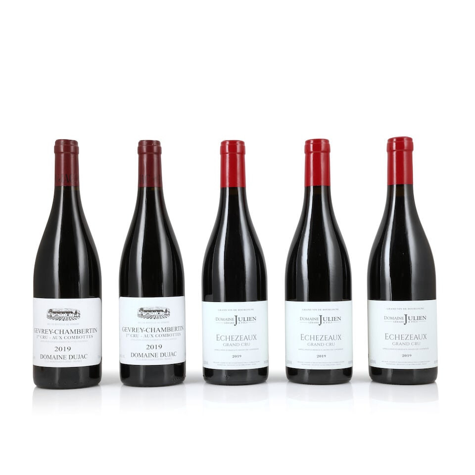 Domaine Dujac, Gevrey-Chambertin 1er Cru Aux Combottes, 2019 (2 x 750ml) Domaine Gerard Julian e...: Domaine Dujac, Gevrey-Chambertin 1er Cru Aux Combottes, 2019 (2 x 750ml) Region: Côte de Nuits Domaine Gerard Julian et Fils, Echézeaux, 2019 (3 x 750ml) Region: Côte de Nuits This lot 