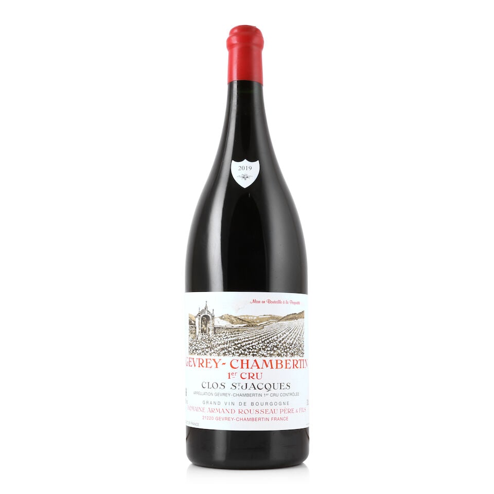 Domaine Armand Rousseau Père & Fils, Gevrey-Chambertin 1er Cru Clos St Jacques, 2019 (1 x 3...: Domaine Armand Rousseau Père & Fils, Gevrey-Chambertin 1er Cru Clos St Jacques, 2019 (1 x 3 litres) Region: Côte de Nuits Capsule: cracked wax capsule with slight signs of old seepage Packag