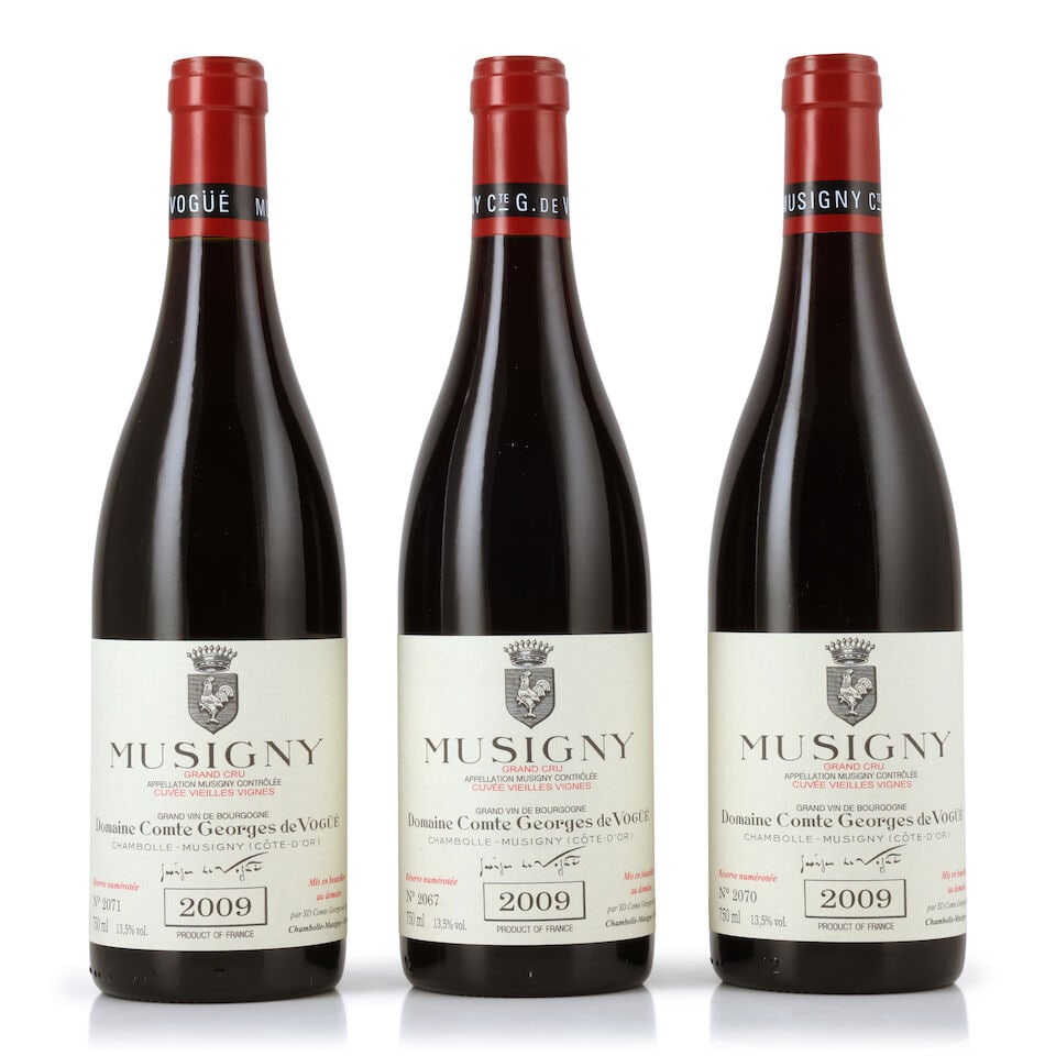 Domaine Comte Georges de Vogüé, Musigny Cuvée Vieilles Vignes, 2009 (3 x 750ml): Domaine Comte Georges de Vogüé, Musigny Cuvée Vieilles Vignes, 2009 (3 x 750ml) Region: Côte de Nuits Packaging: individual wooden cases This lot is subject to the following lot sy