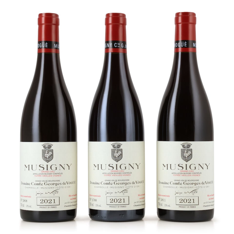 Domaine Comte Georges de Vogüé, Musigny Cuvée Vieilles Vignes, 2021 (3 x 750ml): Domaine Comte Georges de Vogüé, Musigny Cuvée Vieilles Vignes, 2021 (3 x 750ml) Region: Côte de Nuits Packaging: original wooden case This lot is subject to the following lot symbo