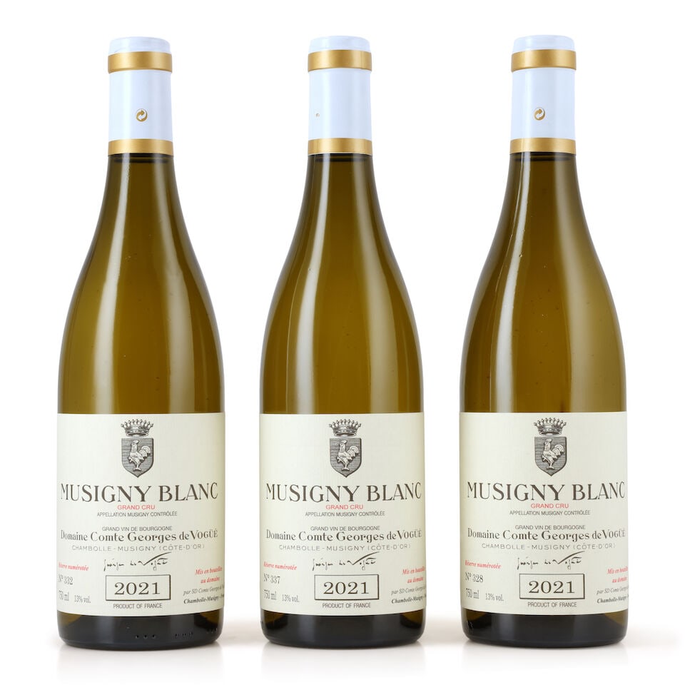 Domaine Comte Georges de Vogüé, Musigny Blanc, 2021 (3 x 750ml): Domaine Comte Georges de Vogüé, Musigny Blanc, 2021 (3 x 750ml) Region: Côte de Nuits Packaging: individual wooden cases This lot is subject to the following lot symbols: Δ Δ 
