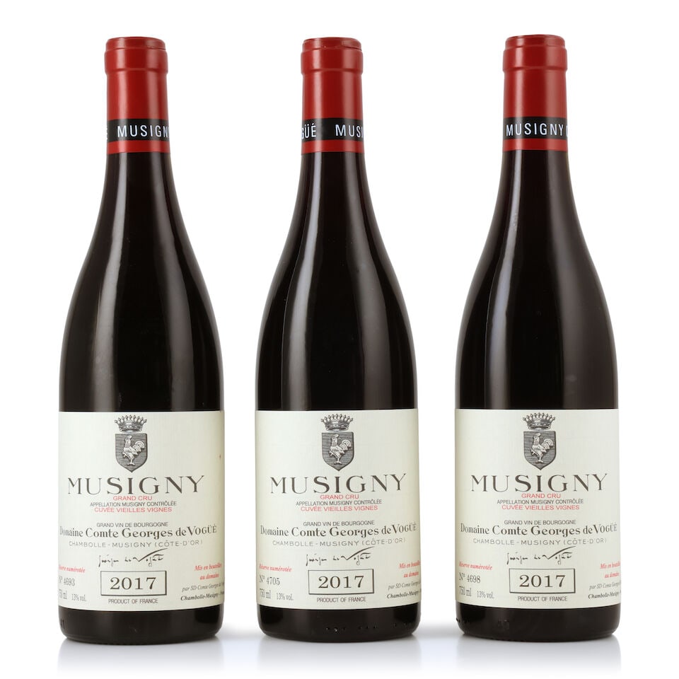 Domaine Comte Georges de Vogüé, Musigny Cuvée Vieilles Vignes, 2017 (3 x 750ml): Domaine Comte Georges de Vogüé, Musigny Cuvée Vieilles Vignes, 2017 (3 x 750ml) Region: Côte de Nuits Packaging: individual wooden cases This lot is subject to the following lot sy