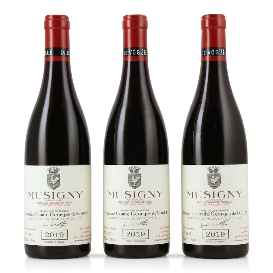 Domaine Comte Georges de Vogüé, Musigny Cuvée Vieilles Vignes, 2019 (3 x 750ml): Domaine Comte Georges de Vogüé, Musigny Cuvée Vieilles Vignes, 2019 (3 x 750ml) Region: Côte de Nuits Packaging: individual wooden cases This lot is subject to the following lot sy