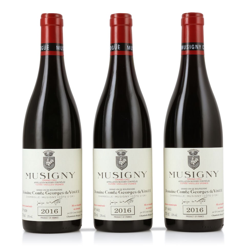 Domaine Comte Georges de Vogüé, Musigny Cuvée Vieilles Vignes, 2016 (3 x 750ml): Domaine Comte Georges de Vogüé, Musigny Cuvée Vieilles Vignes, 2016 (3 x 750ml) Region: Côte de Nuits Packaging: individual wooden cases This lot is subject to the following lot sy